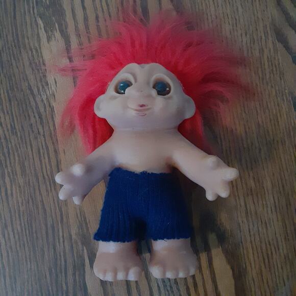Thomas Dam Troll Doll Playmate Red Hair Made In Denmark 80s 1980 7" - Picture 1 of 6
